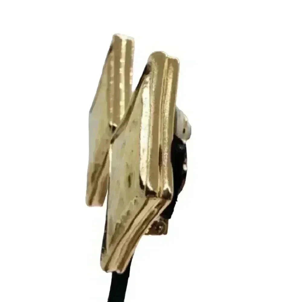 GIVENCHY Earrings Giant Statement Diamond Shaped Gold Wavy Clip Vintage Chunky - Picture 6 of 11